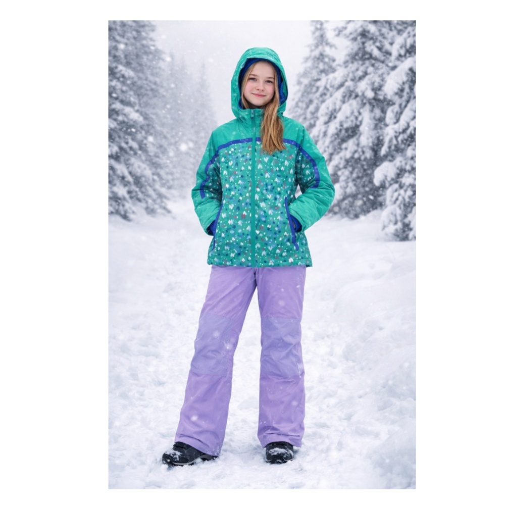 Lands End Youth Girls Winter Jacket & Snow Bib Bundle